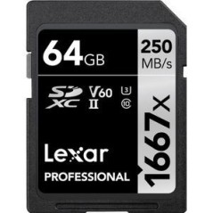 Lexar Professional SDXC UHS-II Memory Card 64GB - Ultra Fast 250MB/s, Reliable Storage for Professionals